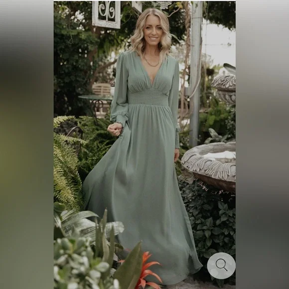 NWT Baltic Born 2X Olivia Deep Green Long Sleeve Dress - Picture 2 of 16